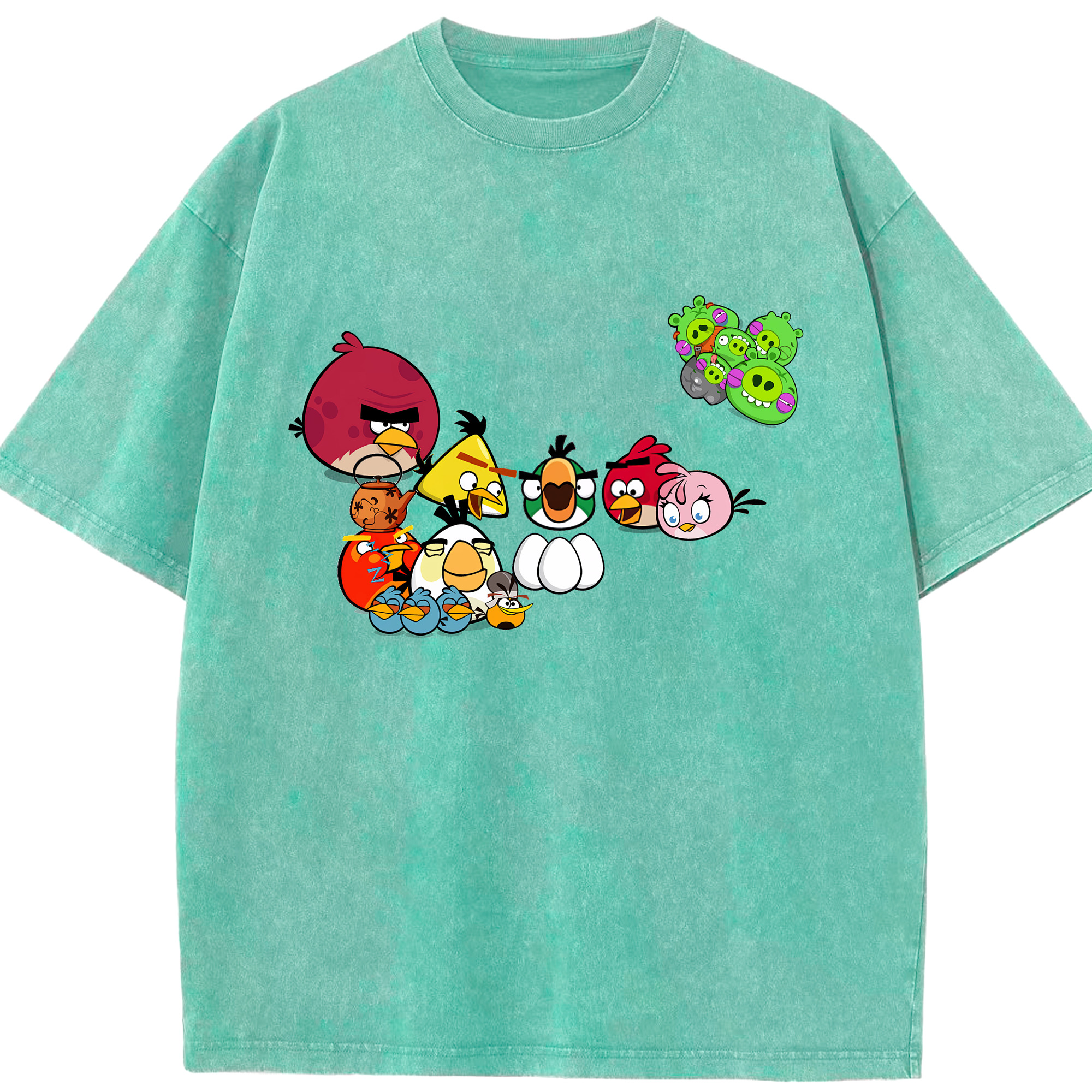 （画像用） Angry Birds アングリーバード 綿100% ヴィンテージ風 半袖Tシャツ（フロントプリント）